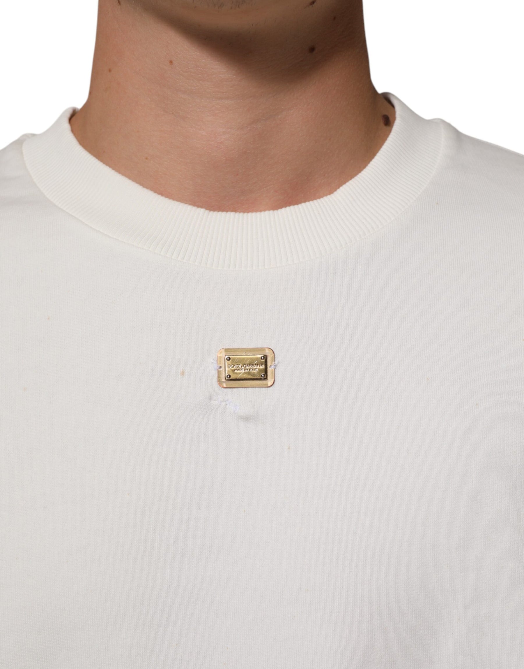 Dolce & Gabbana White DG Logo Crew Neck Sweatshirt Sweater | Regal Royce