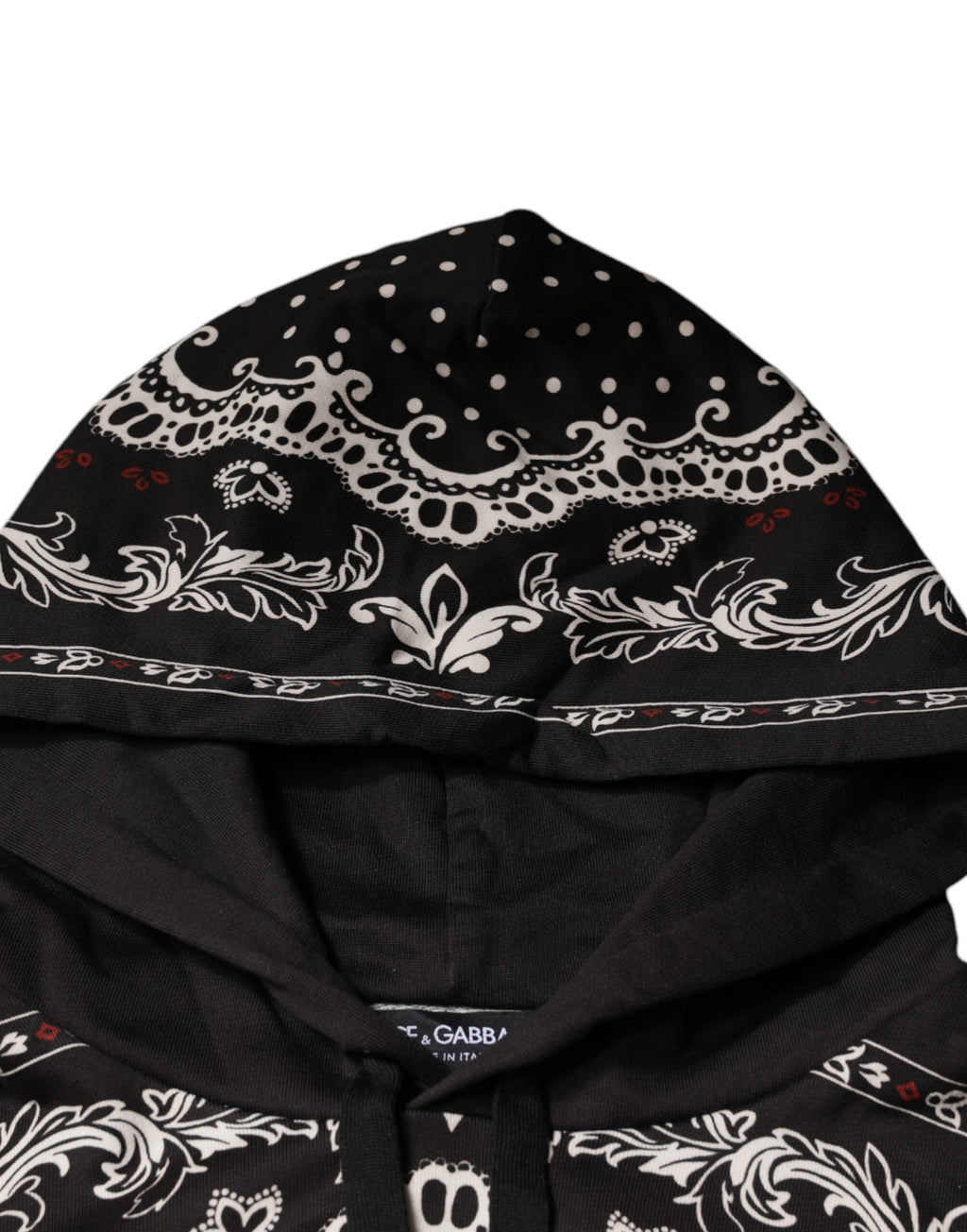 Dolce & Gabbana Black Bandana Print Crown Logo Cotton Hoodie Sweater