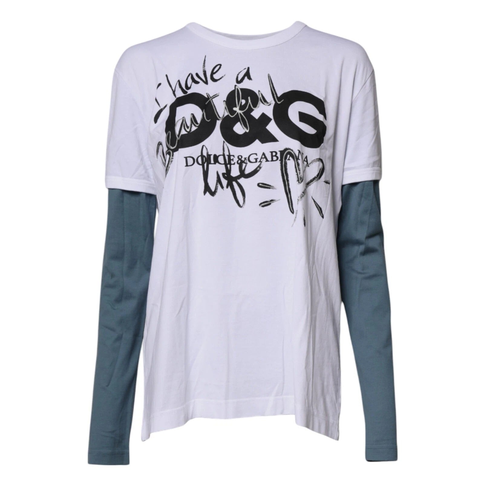 Dolce & Gabbana White Graphic Print Cotton Crew Neck T-shirt | Regal Royce