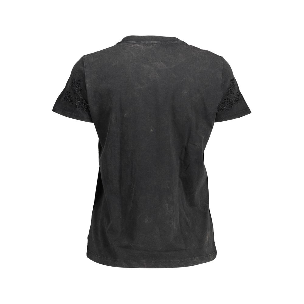 Desigual Black Cotton Women T-Shirt | Regal Royce