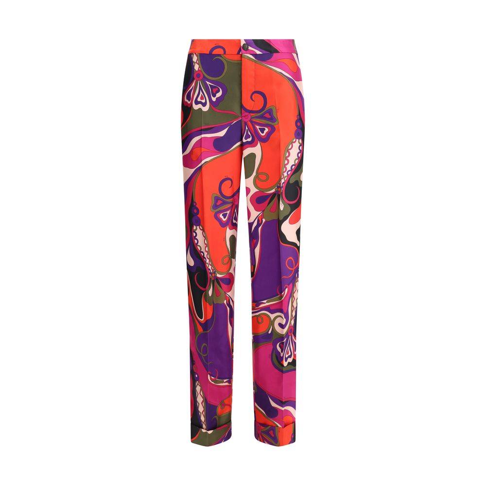 Emilio Pucci Multicolor Silk Casual Pants | Regal Royce