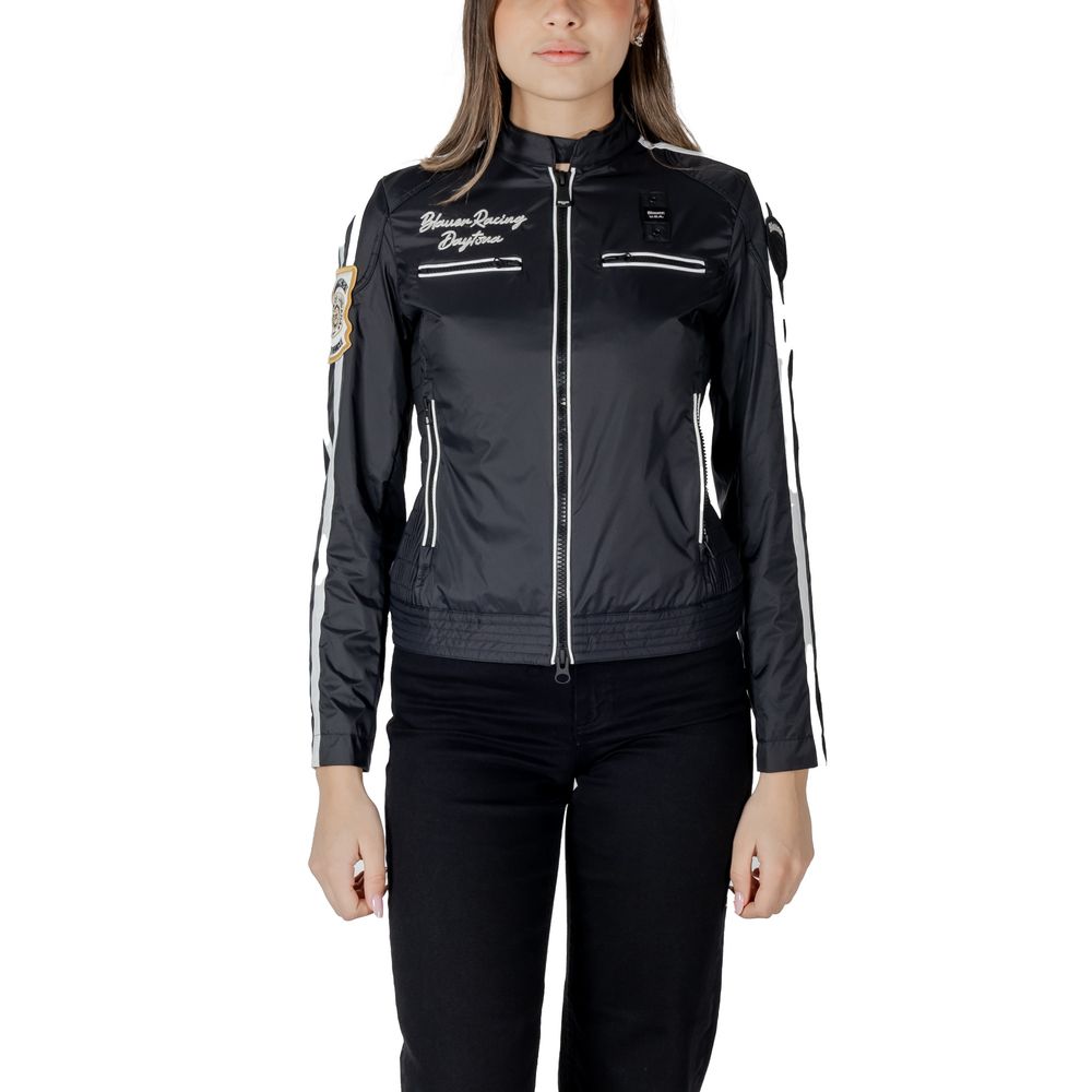 Blauer Black Polyamide Biker Jacket | Regal Royce