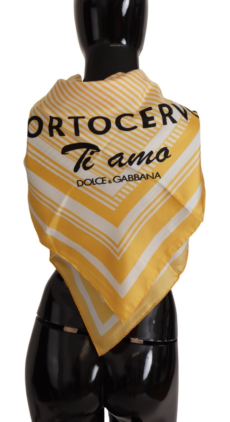 Dolce & Gabbana Yellow White Silk Striped Square Wrap Scarf | Regal Royce