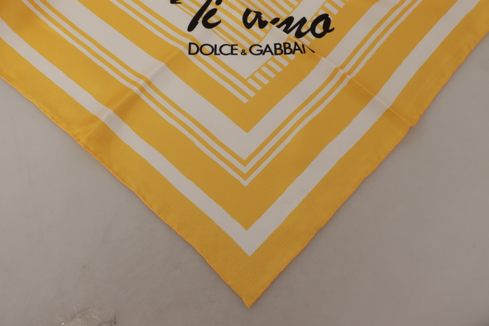 Dolce & Gabbana Yellow White Silk Striped Square Wrap Scarf | Regal Royce
