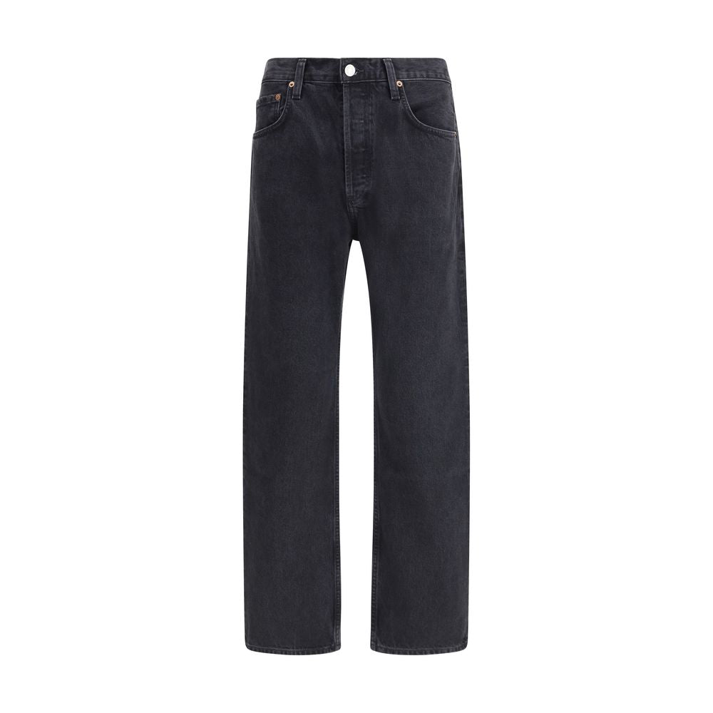 Agolde Black Cotton Straight-Leg Jeans | Regal Royce