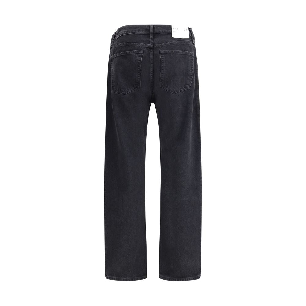 Agolde Black Cotton Straight-Leg Jeans | Regal Royce