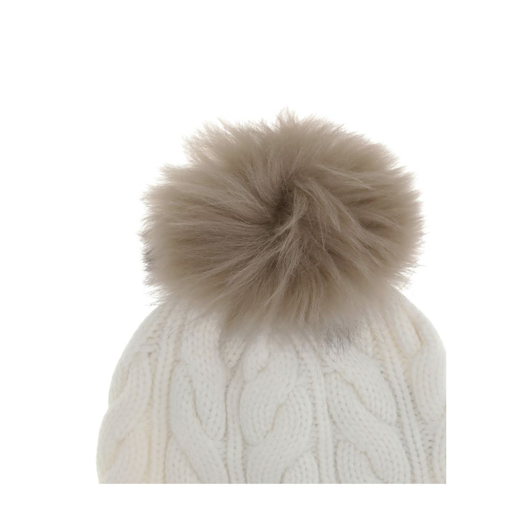 Moncler Grenoble White Fleece Wool Beanie