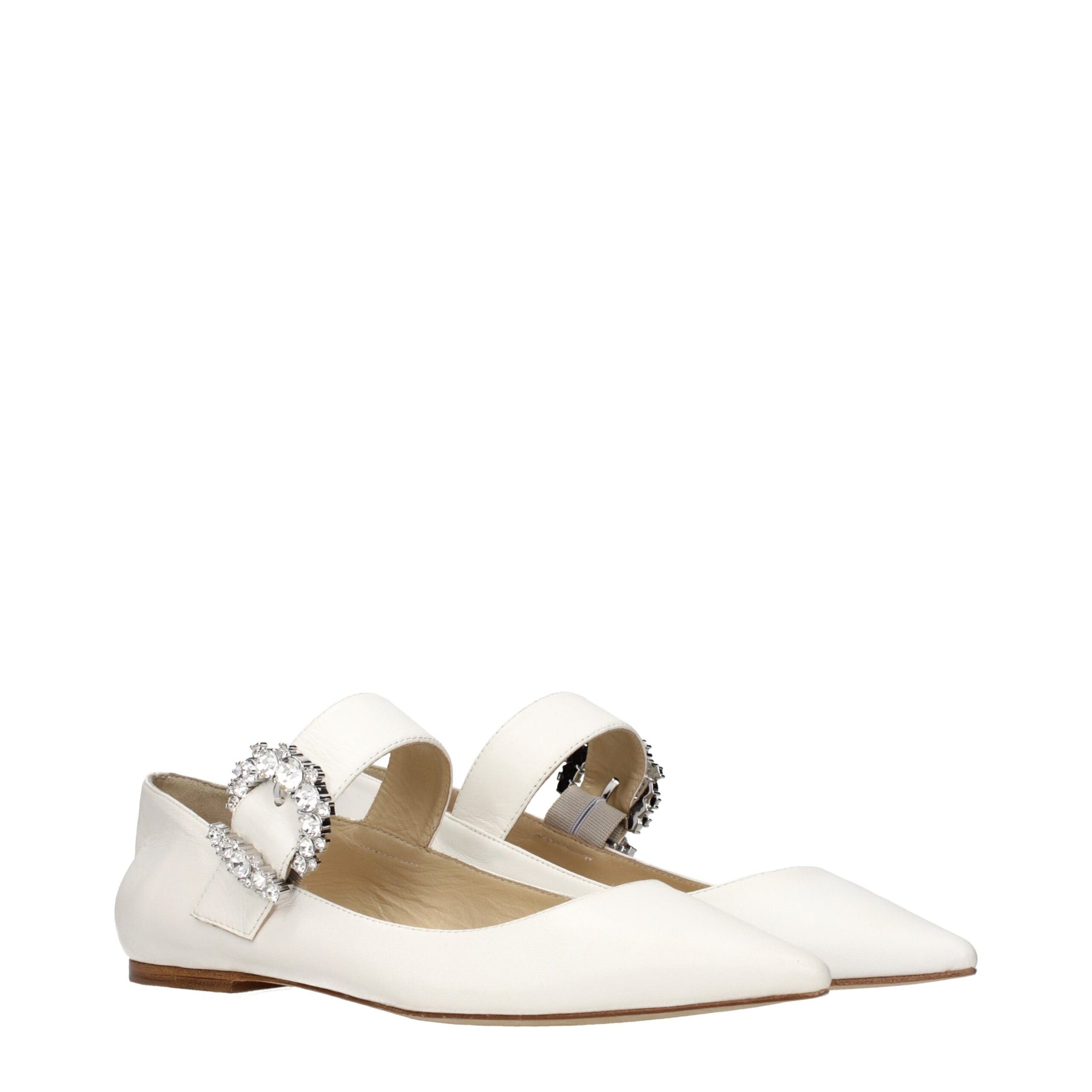 Jimmy Choo White Leather Ballet Flats | Regal Royce