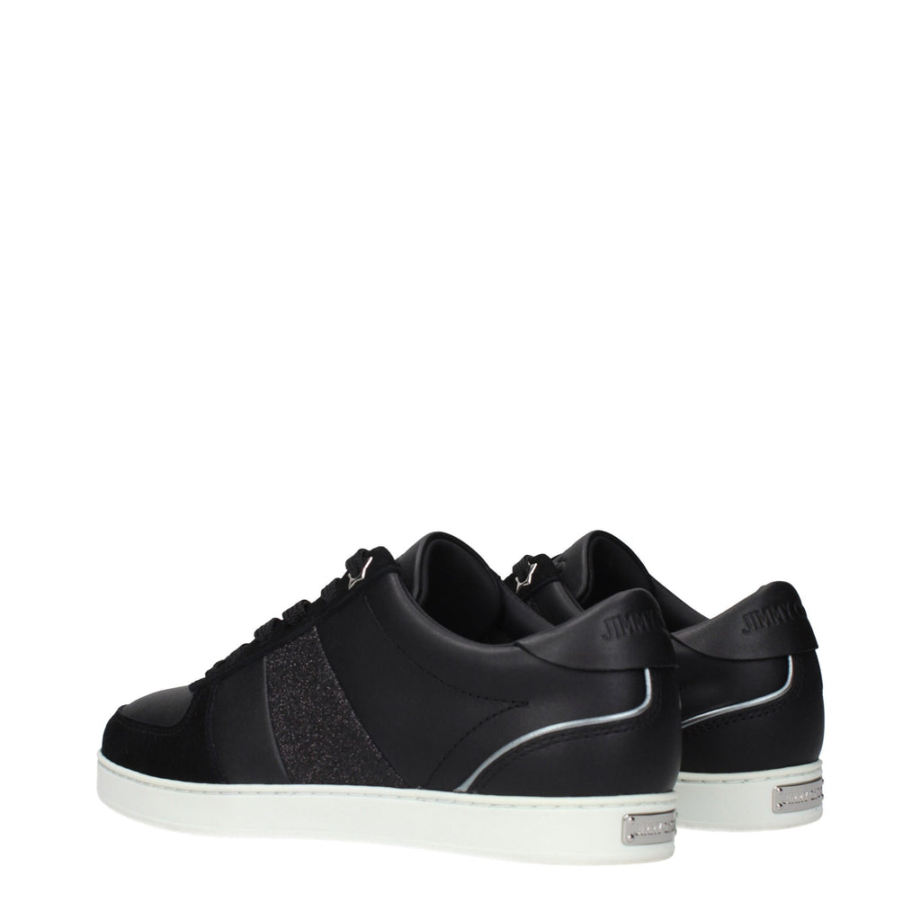 Jimmy Choo Black Leather Low Top Sneakers