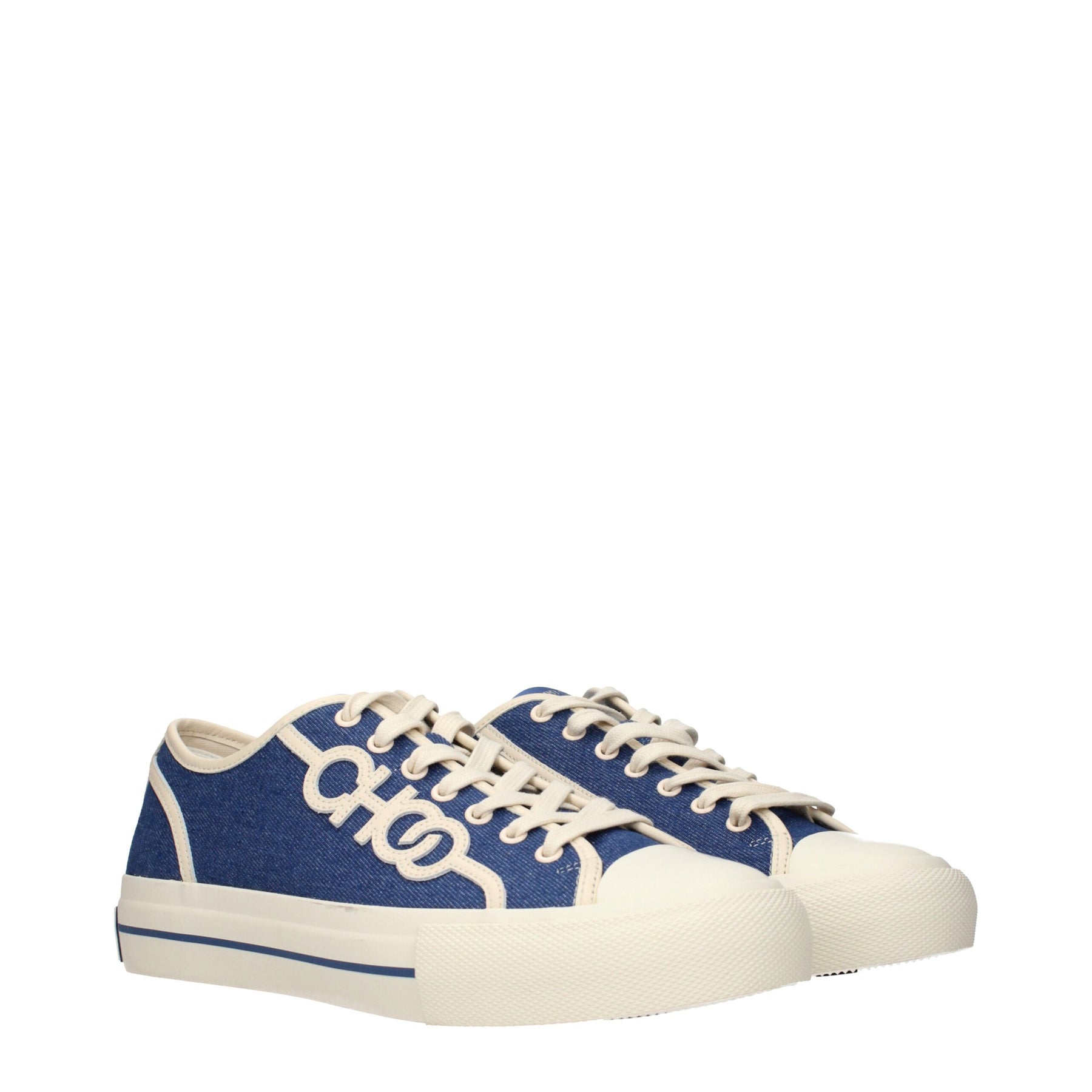Jimmy Choo Blue Fabric Low Top Sneakers | Regal Royce