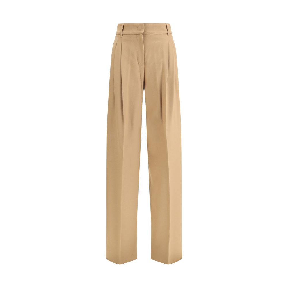 Max Mara Beige Fleece Wool Casual Pants