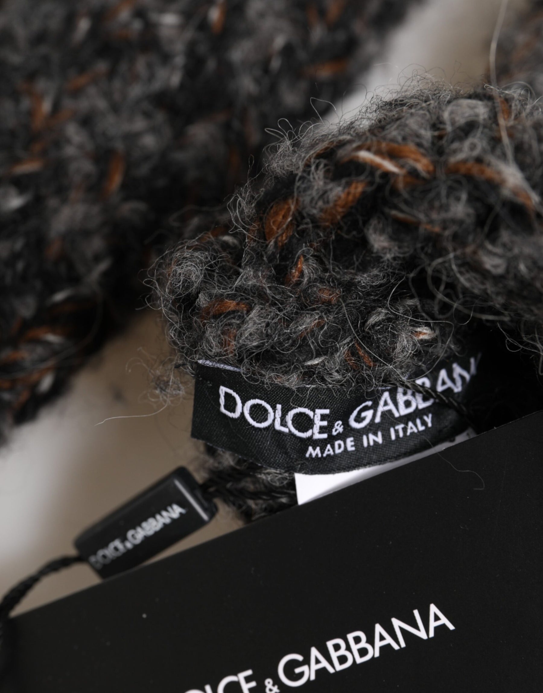 Dolce & Gabbana Gray Virgin Wool Knitted Fingerless Men Gloves | Regal Royce
