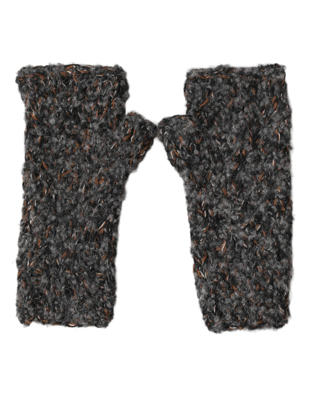 Dolce & Gabbana Gray Virgin Wool Knitted Fingerless Men Gloves