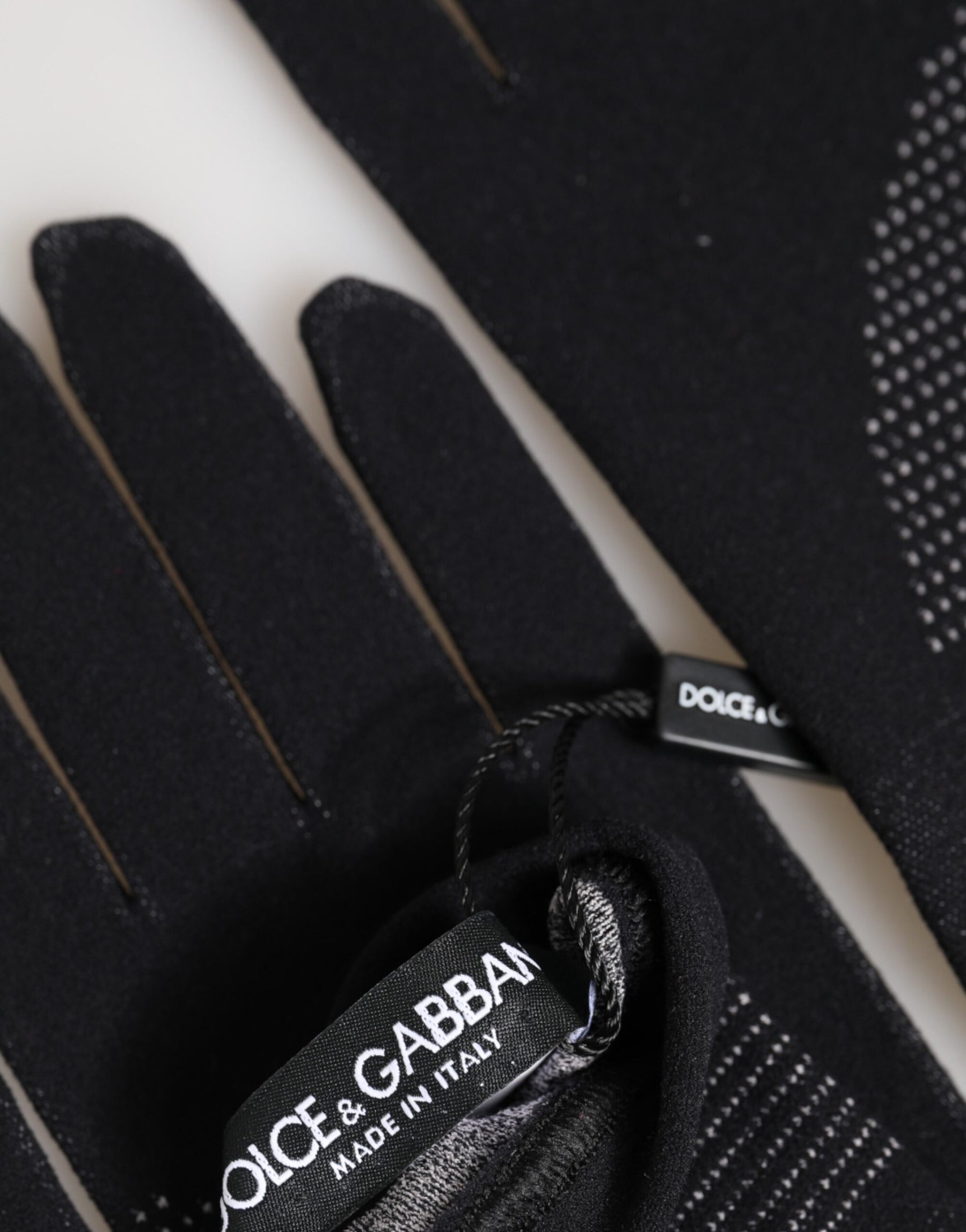 Dolce & Gabbana Black DG Logo Cotton Hands Mitten Men Gloves | Regal Royce