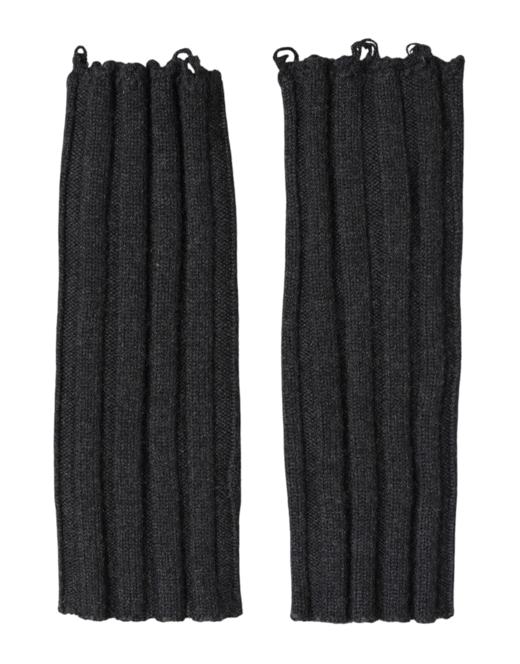 Dolce & Gabbana Black Virgin Wool Knitted Fingerless Gloves | Regal Royce