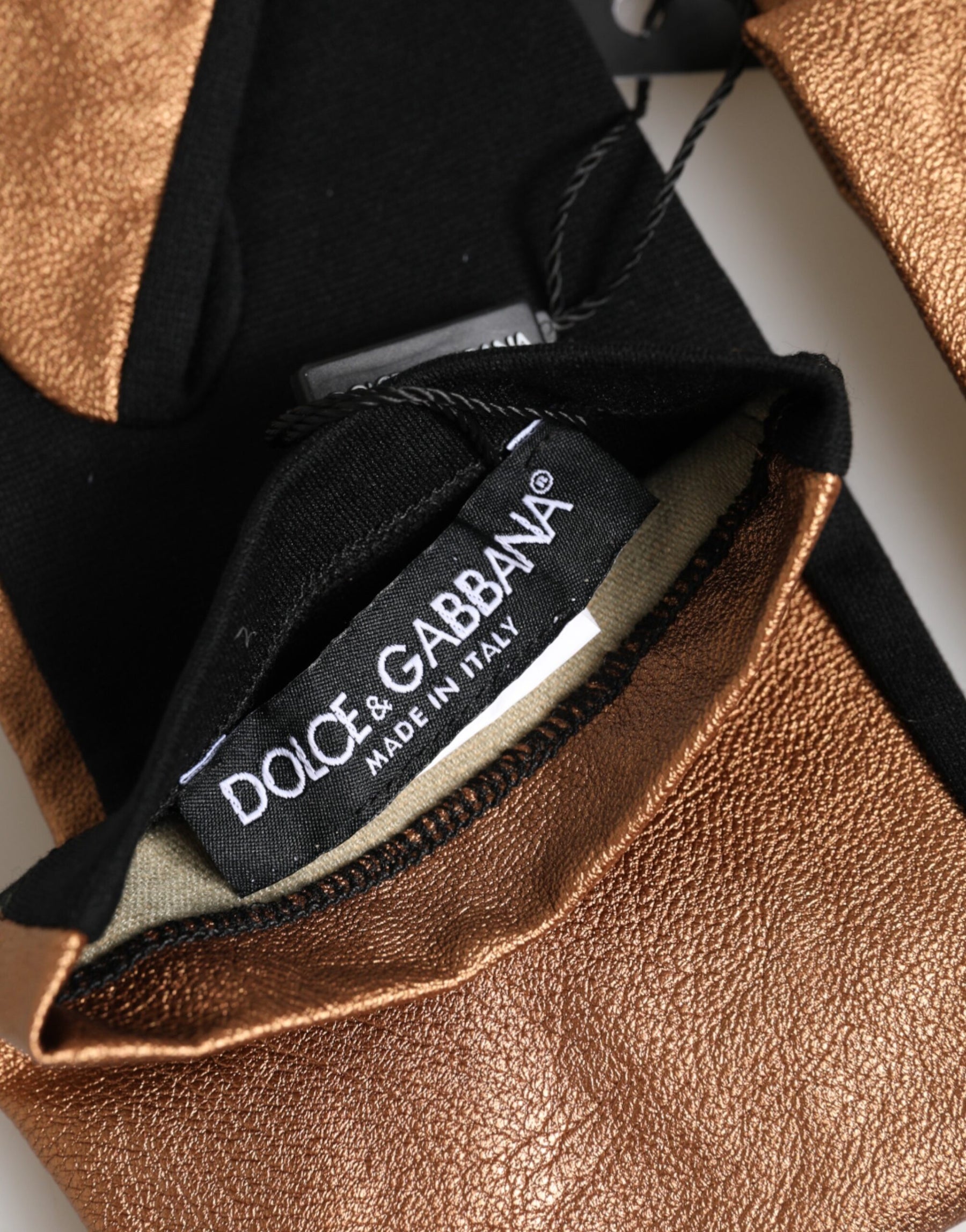 Dolce & Gabbana Brown Black Wool Elbow Length Mitten Men Gloves | Regal Royce