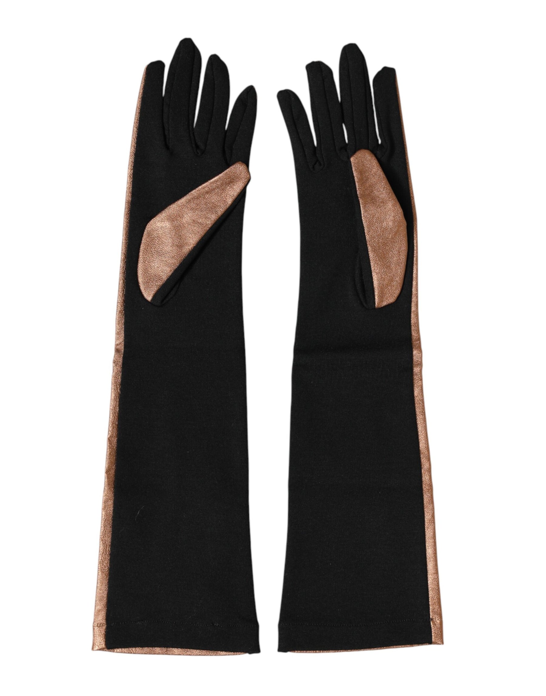 Dolce & Gabbana Brown Black Wool Elbow Length Mitten Men Gloves | Regal Royce