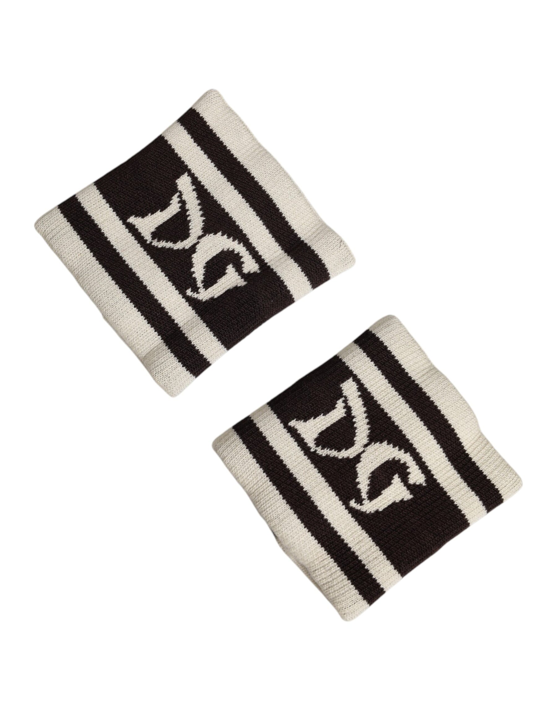 Dolce & Gabbana Black White DG Logo Cotton 1 Pair  Wristband | Regal Royce