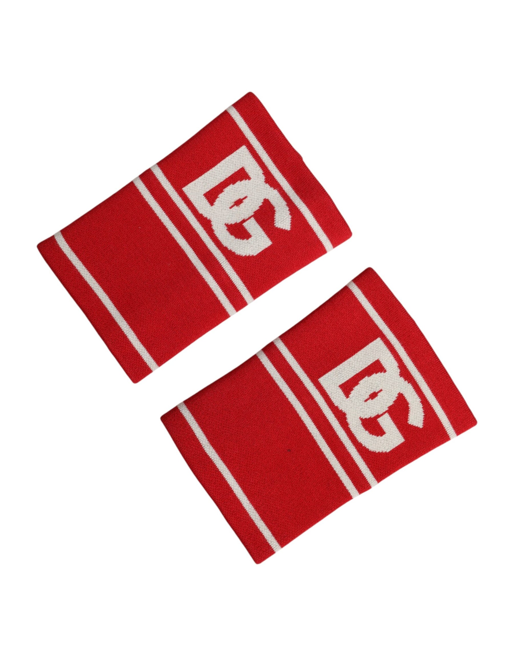 Dolce & Gabbana Red White DG Logo Cotton 1 Pair One SIze Wristband | Regal Royce