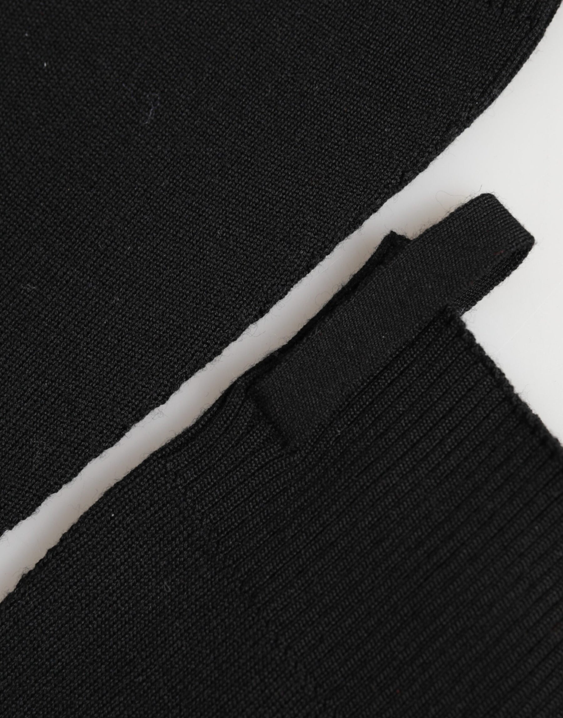 Dolce & Gabbana Black Virgin Wool Knitted Fingerless Men Gloves | Regal Royce