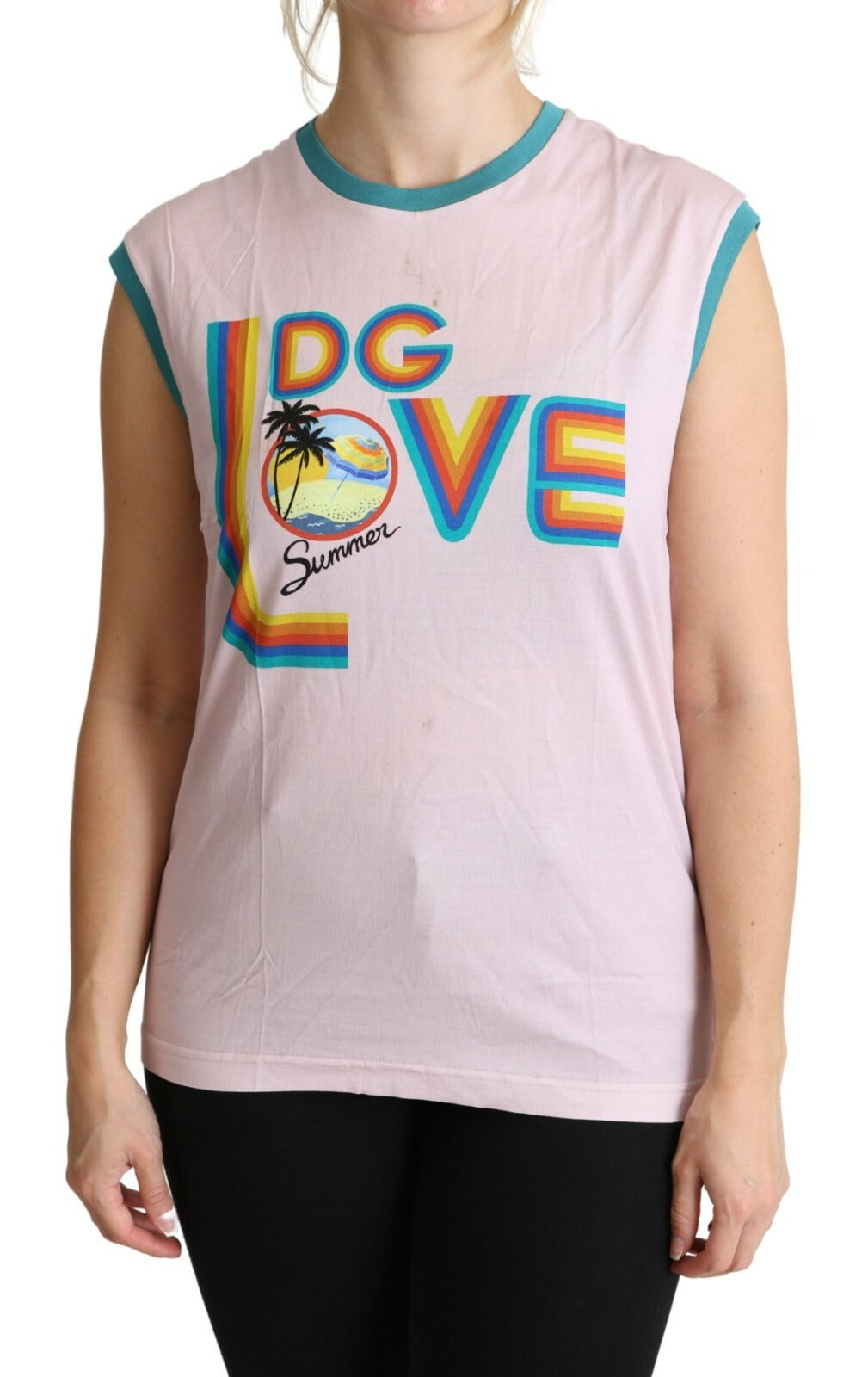 Dolce & Gabbana Multicolor DG Love Cotton Round Neck Tank Tops | Regal Royce