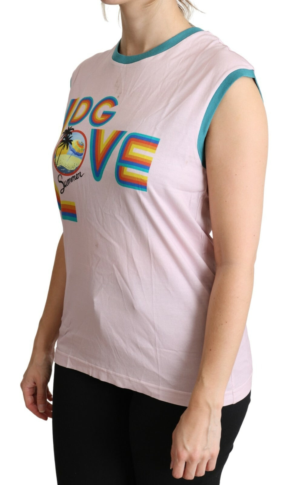 Dolce & Gabbana Multicolor DG Love Cotton Round Neck Tank Tops | Regal Royce