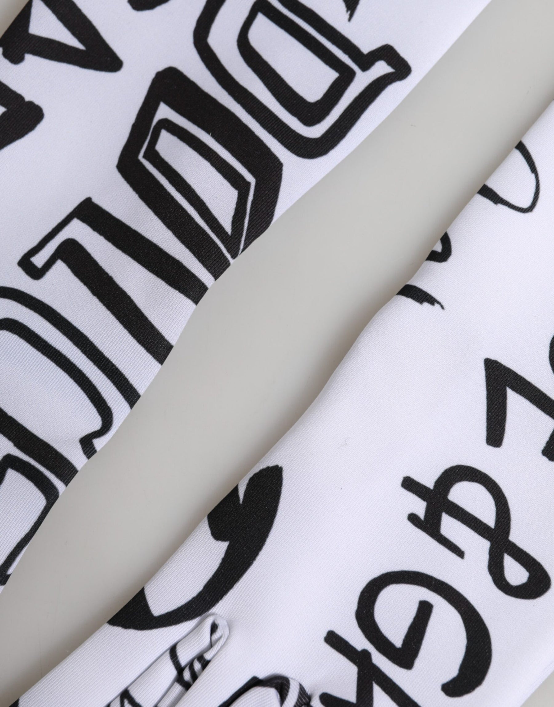 Dolce & Gabbana Black White DG Logo Elbow Length Mitten  Gloves | Regal Royce