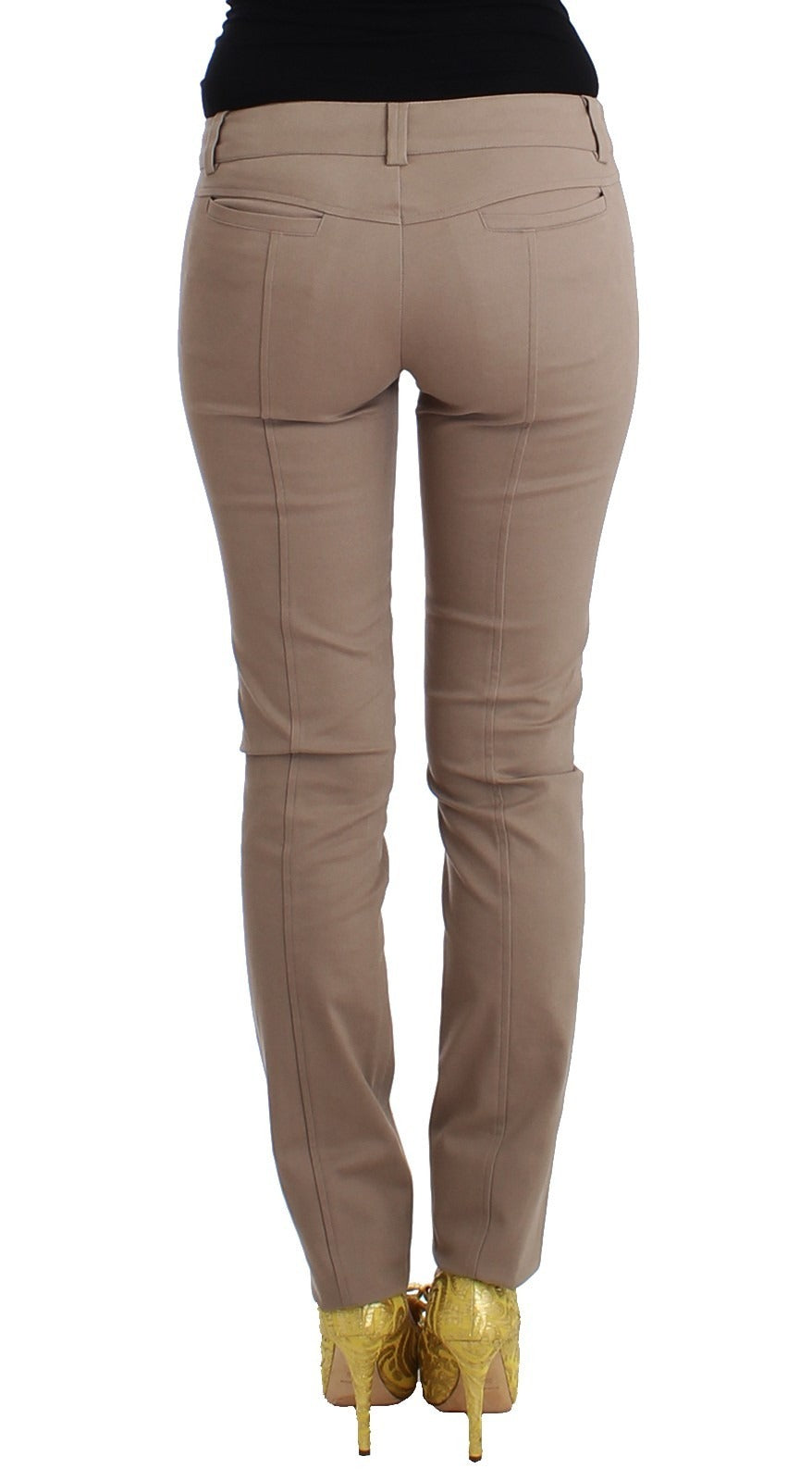 Cavalli Class Beige Dress Skinny Slim Straight Chinos Pants | Regal Royce