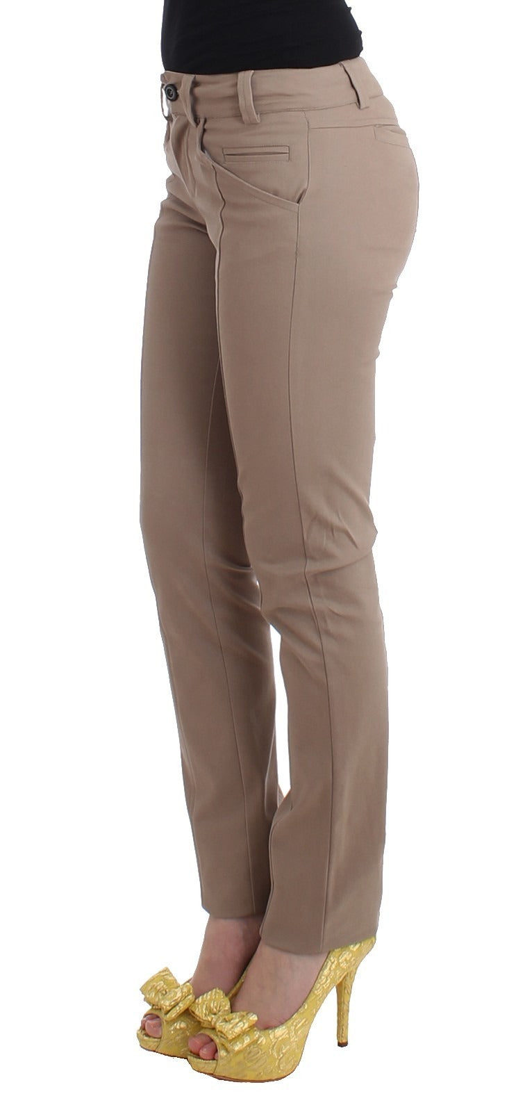 Cavalli Class Beige Dress Skinny Slim Straight Chinos Pants | Regal Royce