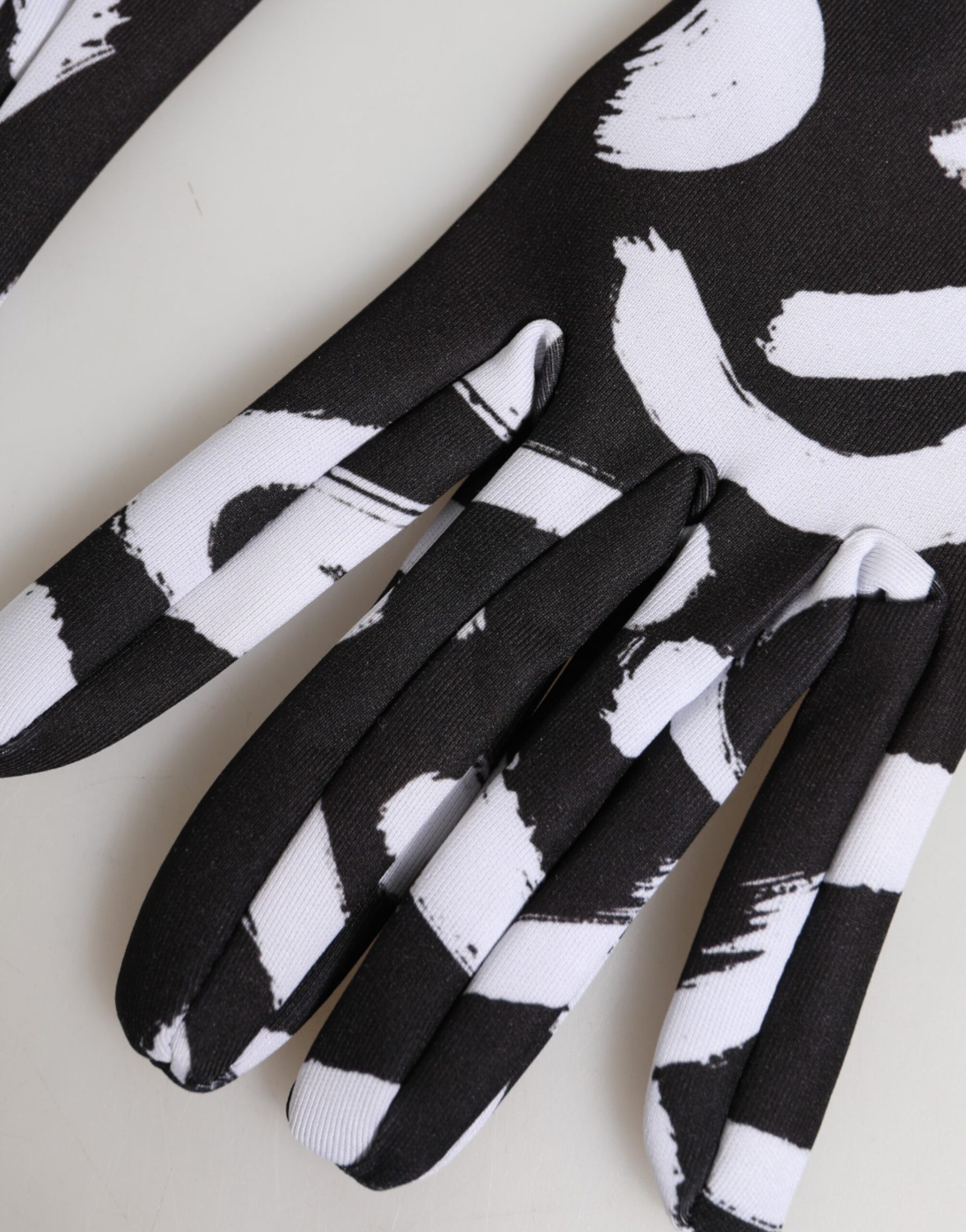 Dolce & Gabbana Black White DG Logo Elbow Length Mitten Gloves | Regal Royce