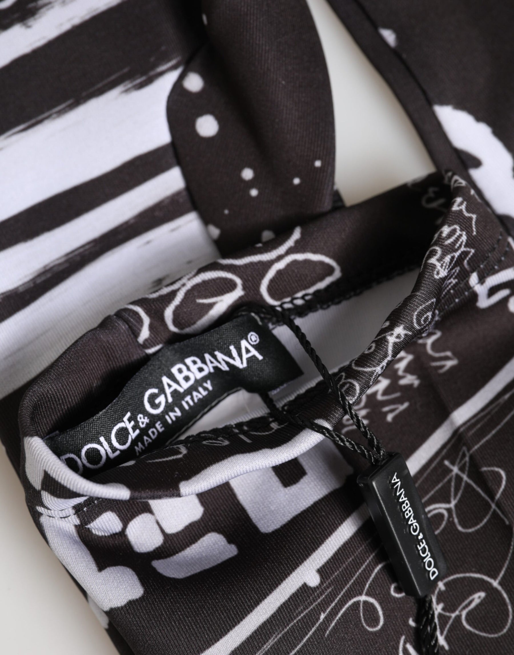 Dolce & Gabbana Black White DG Logo Elbow Length Mitten Gloves | Regal Royce