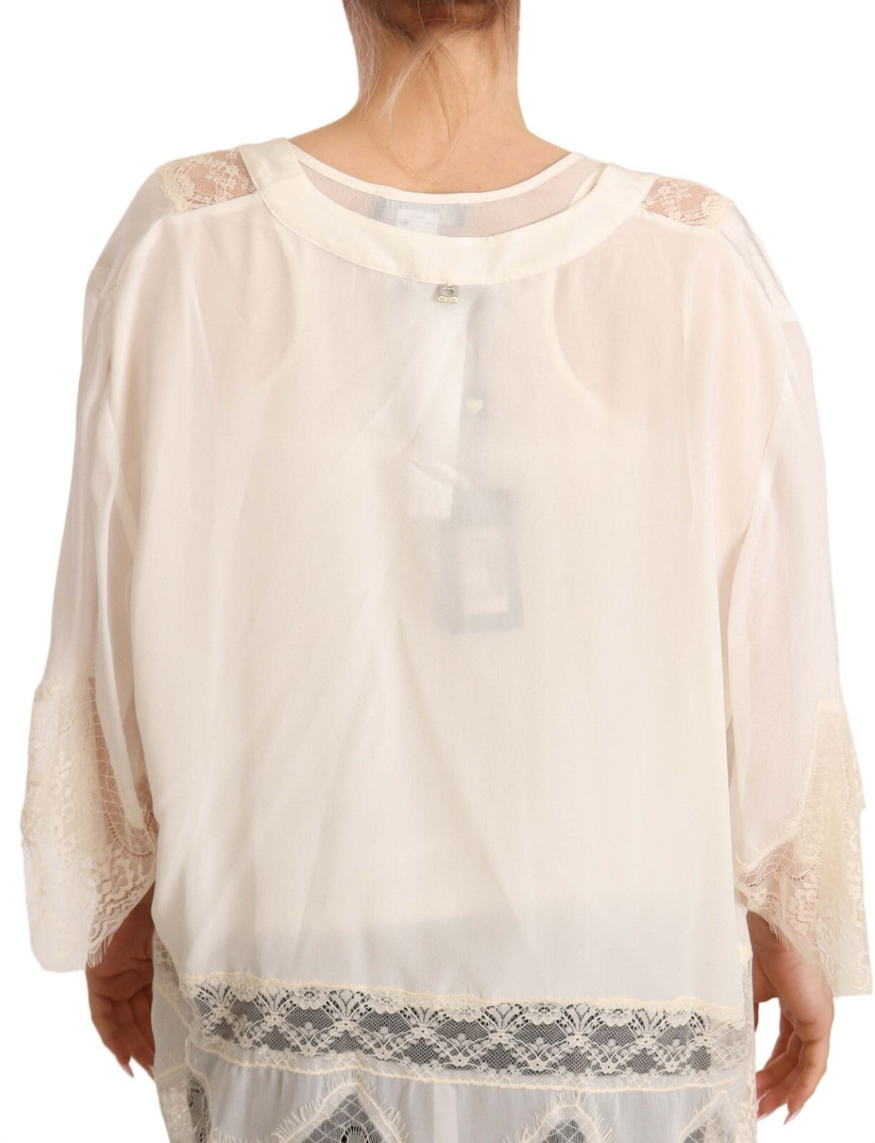 Twinset Off White Tank Lace Trim Cardigan Women Blouse Tops | Regal Royce