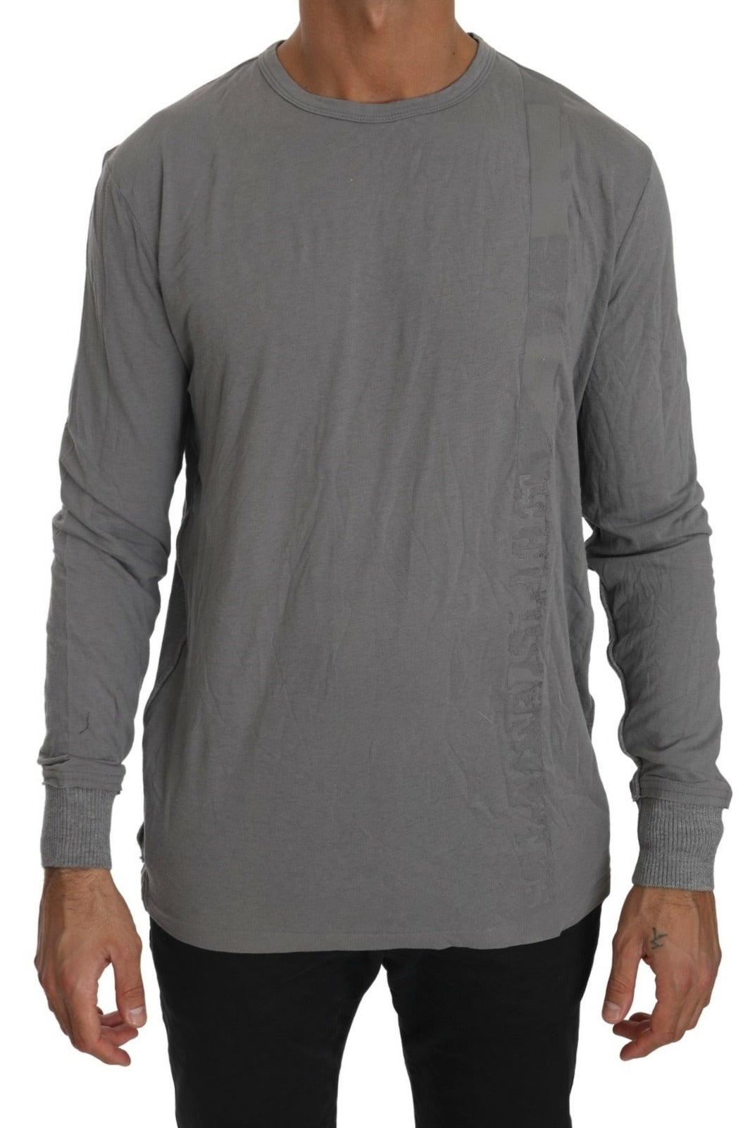 Scervino Street Cotton Gray Round Neck Pullover Top Sweater | Regal Royce