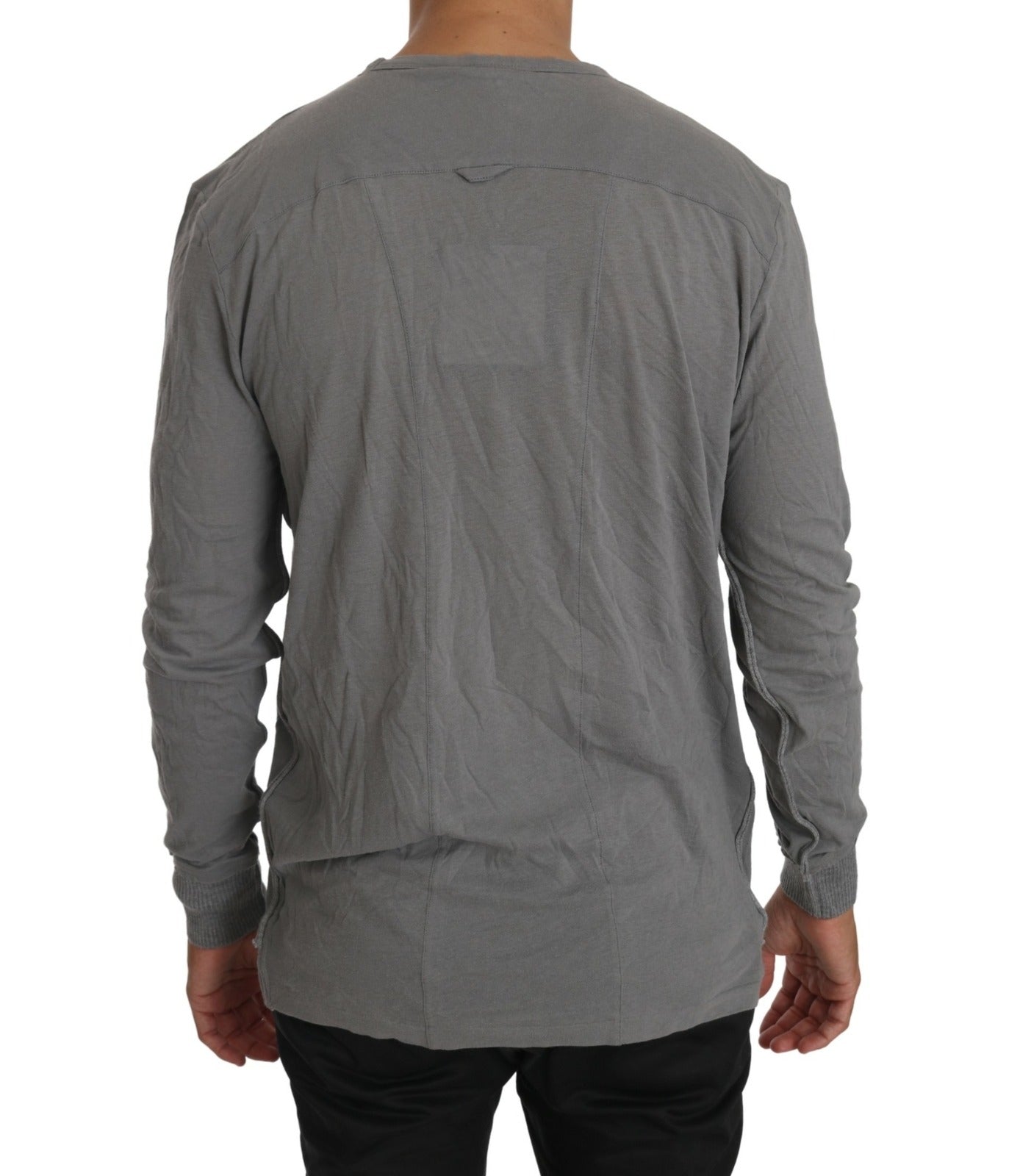 Scervino Street Cotton Gray Round Neck Pullover Top Sweater | Regal Royce