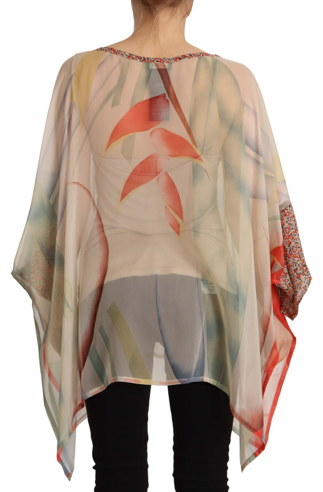 Etro Silk Multicolor Printed Poncho Long Sleeves Women Blouse Top | Regal Royce