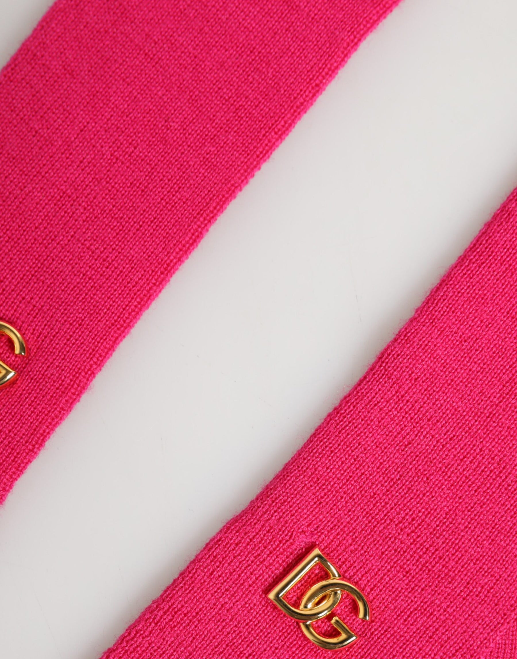 Dolce & Gabbana Pink Wool Fingerless Elbow Length Mitten Gloves | Regal Royce