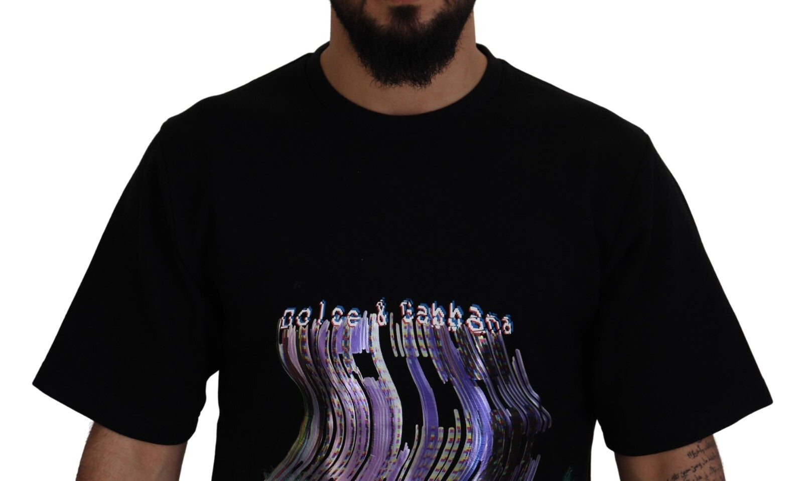 Dolce & Gabbana Cotton Black Printed Crewneck Tee T-shirt | Regal Royce
