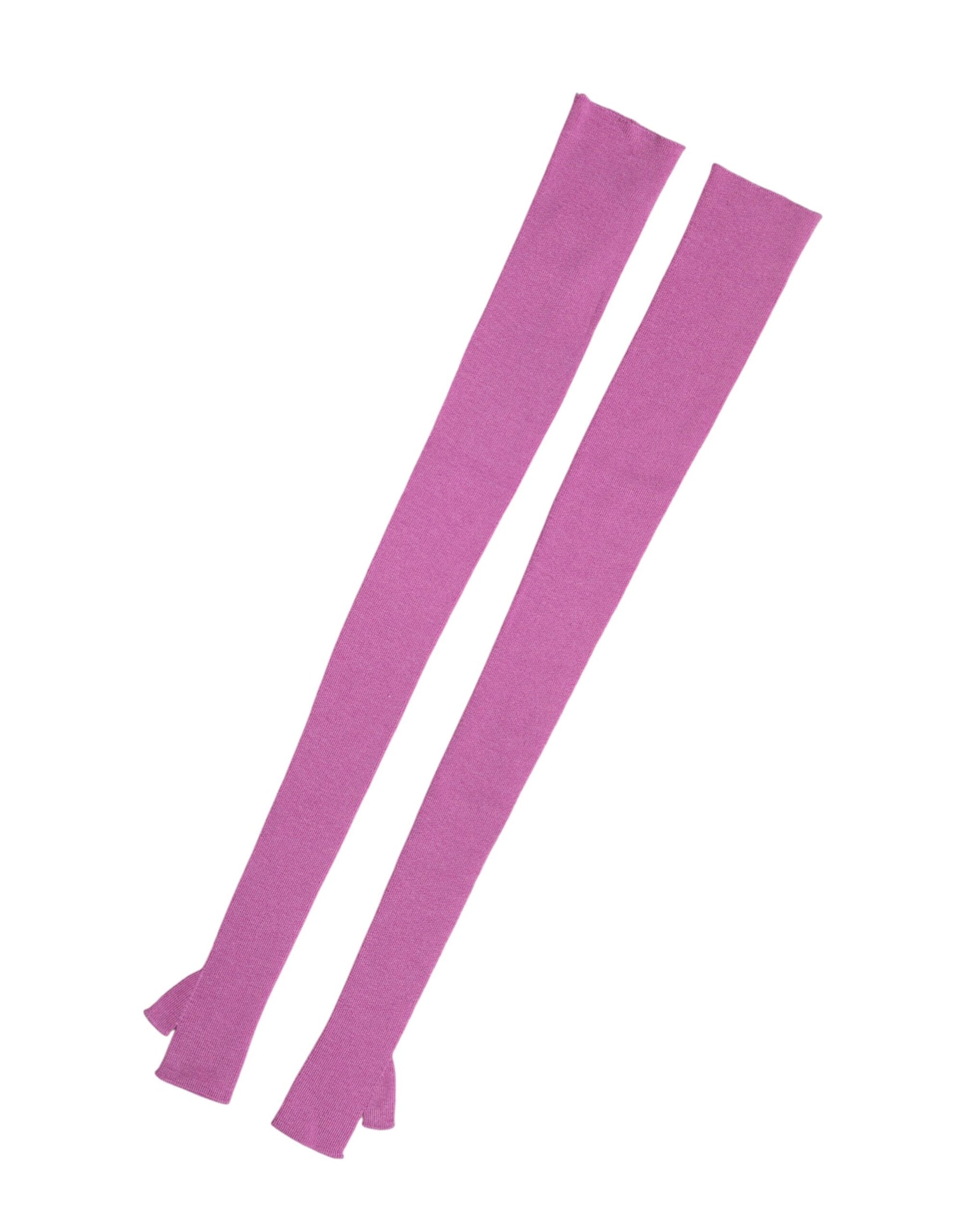 Dolce & Gabbana Pink Wool Fingerless Elbow Length Mitten Gloves | Regal Royce