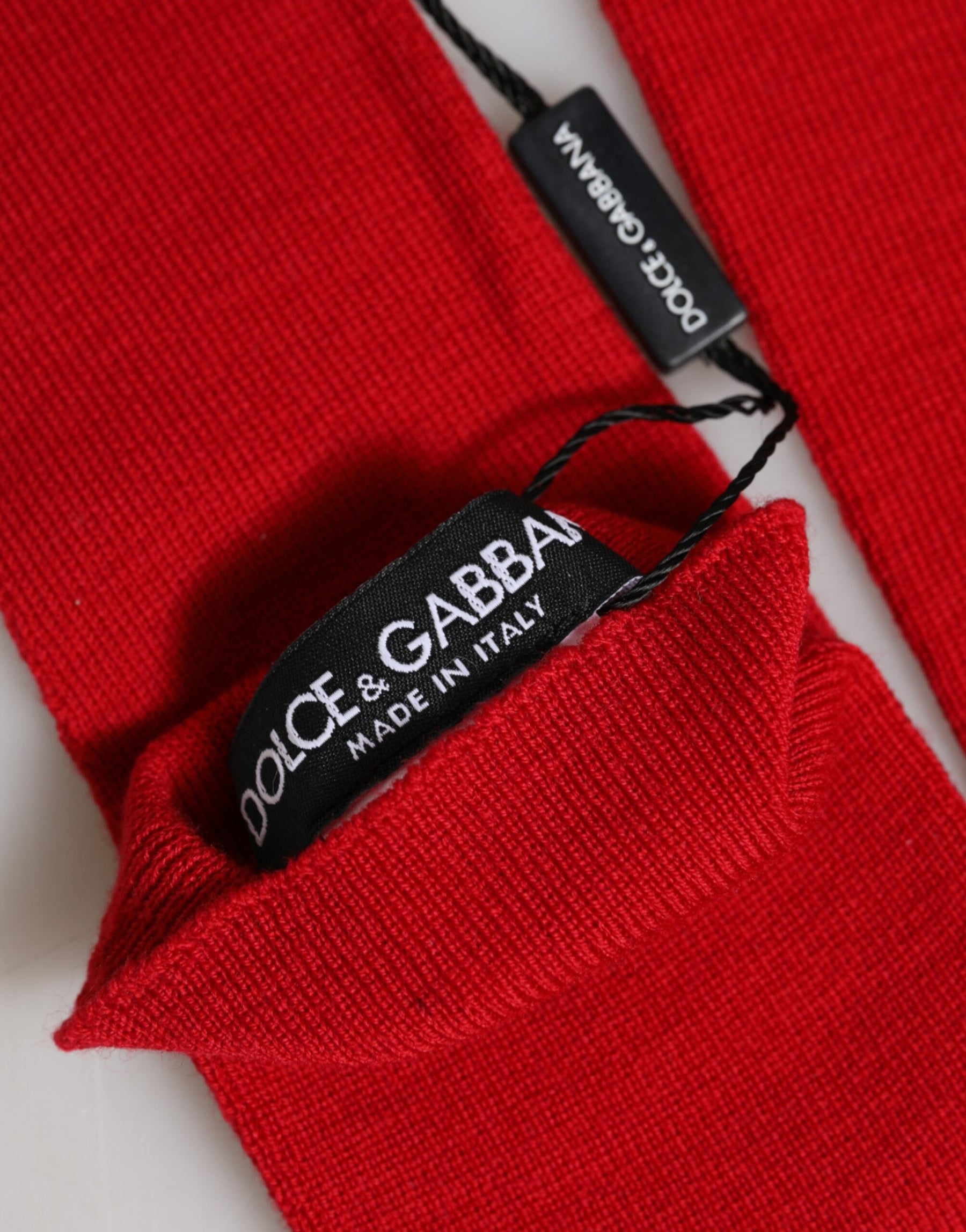 Dolce & Gabbana Red Wool Knitted Fingerless Elbow One Length Gloves | Regal Royce