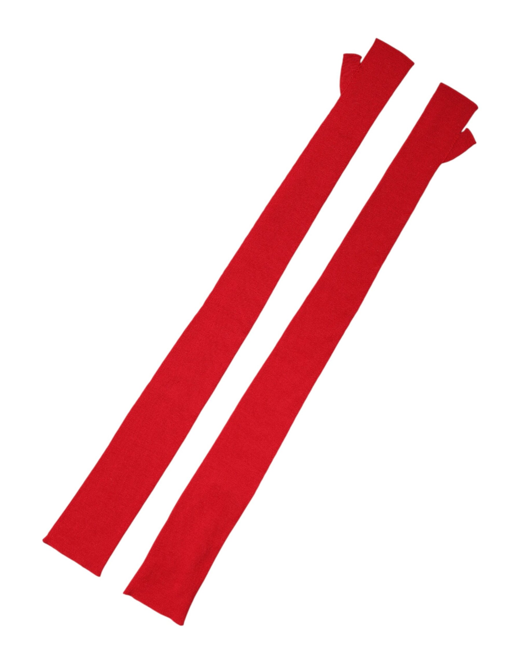 Dolce & Gabbana Red Wool Fingerless Elbow Length Mitten Gloves | Regal Royce