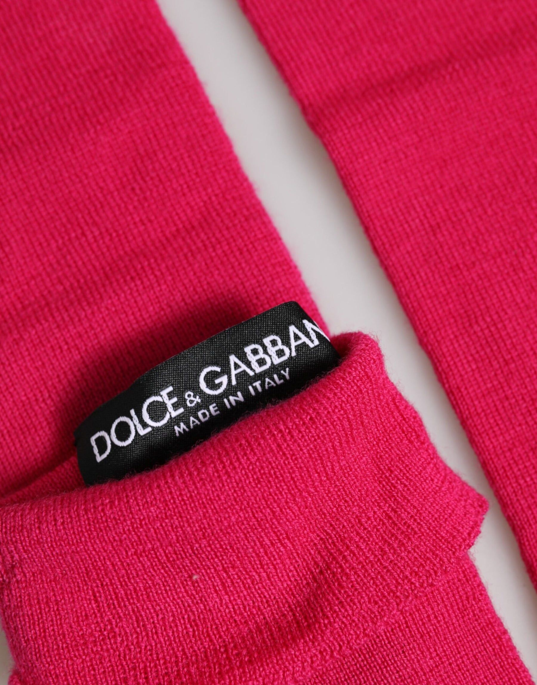 Dolce & Gabbana Pink Wool Fingerless Elbow Length Mitten Gloves | Regal Royce