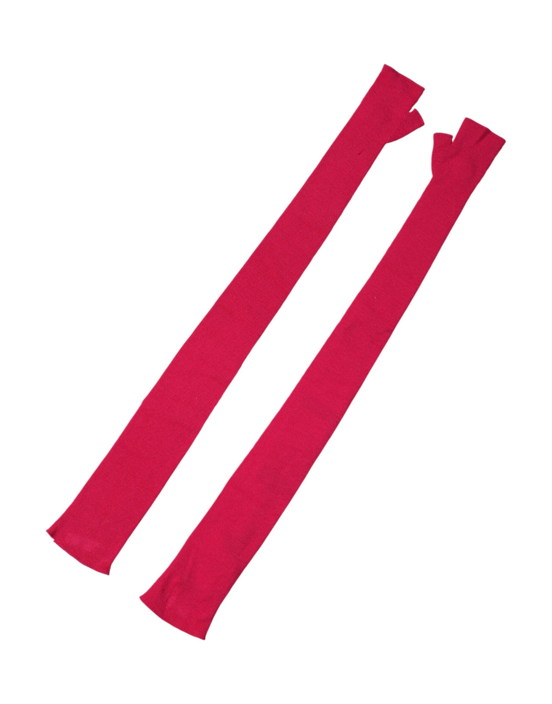 Dolce & Gabbana Pink Wool Fingerless Elbow Length Mitten Gloves | Regal Royce