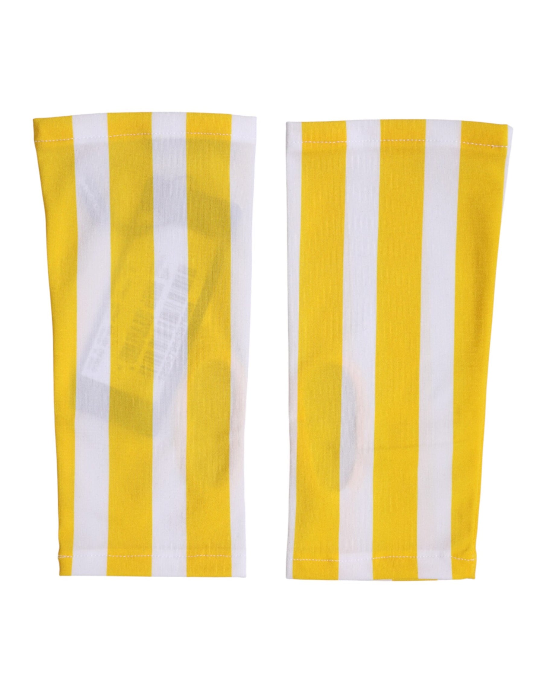 Dolce & Gabbana Yellow White Nylon Fingerless Wrist Length Gloves | Regal Royce