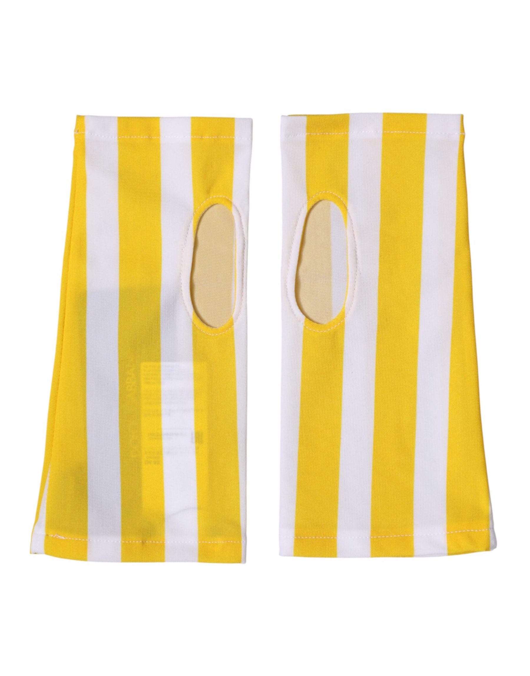 Dolce & Gabbana Yellow White Nylon Fingerless Wrist Length Gloves | Regal Royce