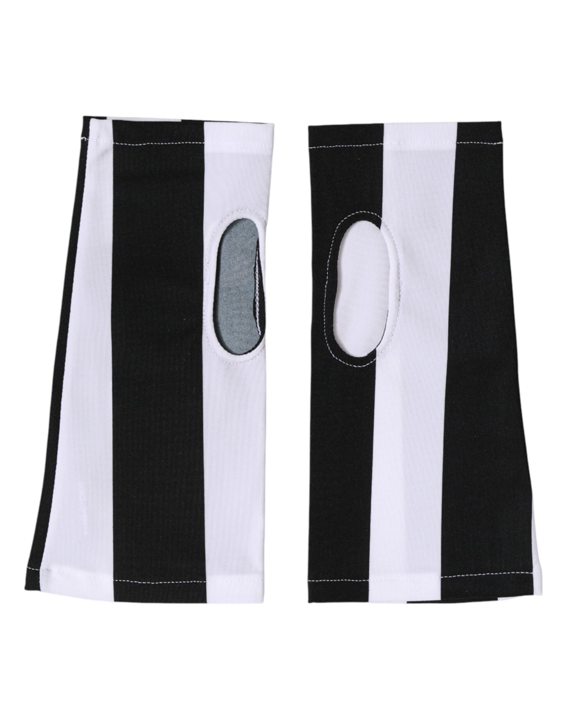 Dolce & Gabbana Black White Nylon Fingerless Wrist Length Gloves | Regal Royce