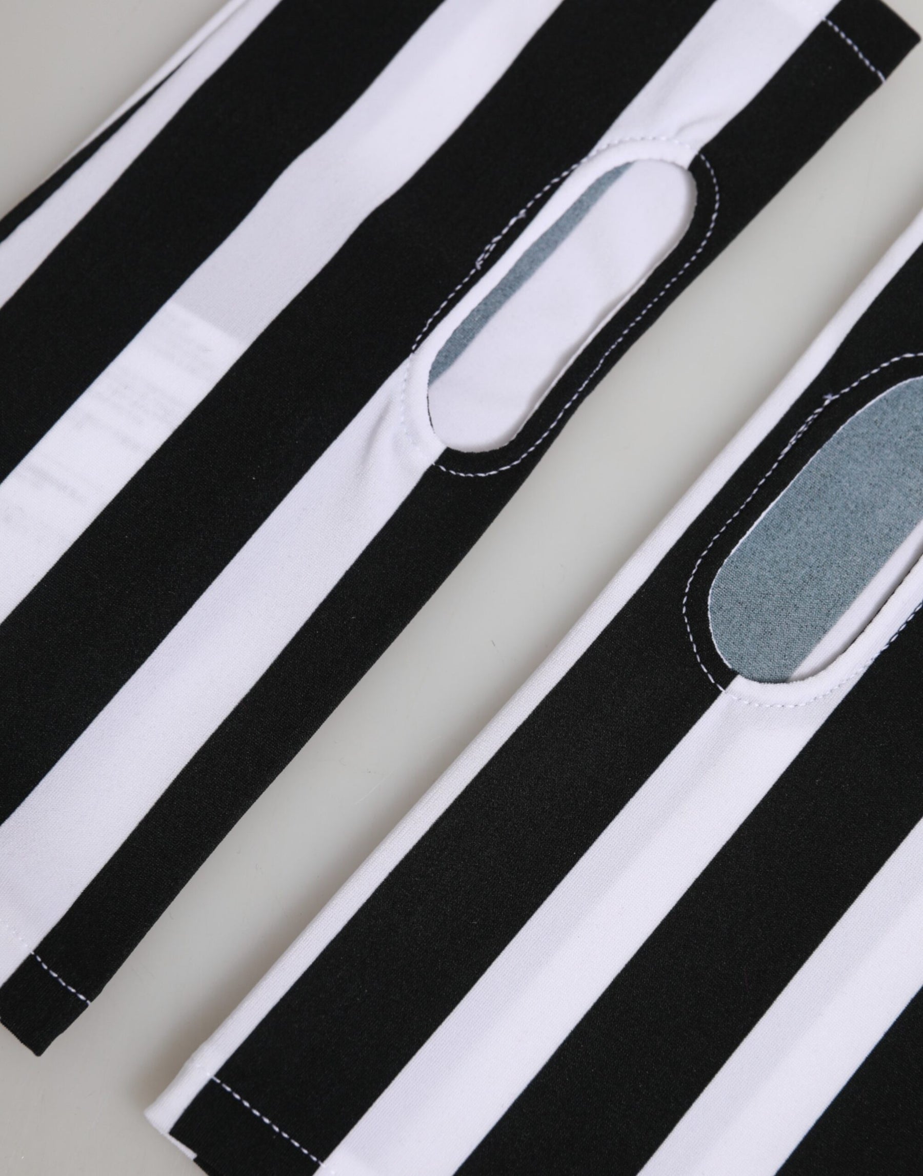 Dolce & Gabbana Black White Nylon Fingerless Wrist Length Gloves | Regal Royce