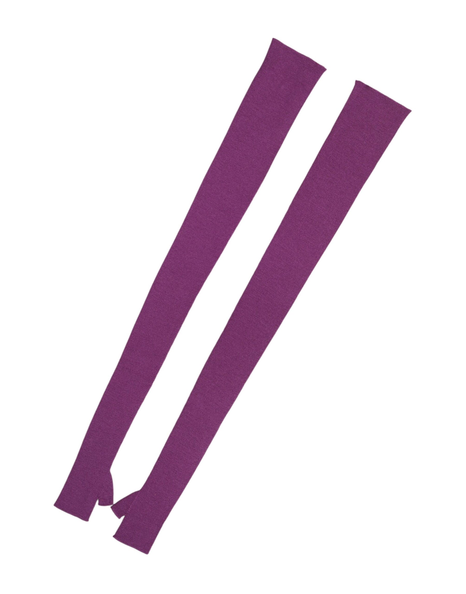 Dolce & Gabbana Purple Wool Fingerless Elbow Length Women One Size Gloves | Regal Royce