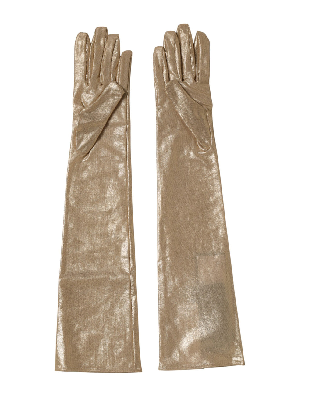 Dolce & Gabbana Beige Nylon Long Elbow Length Mitten Gloves