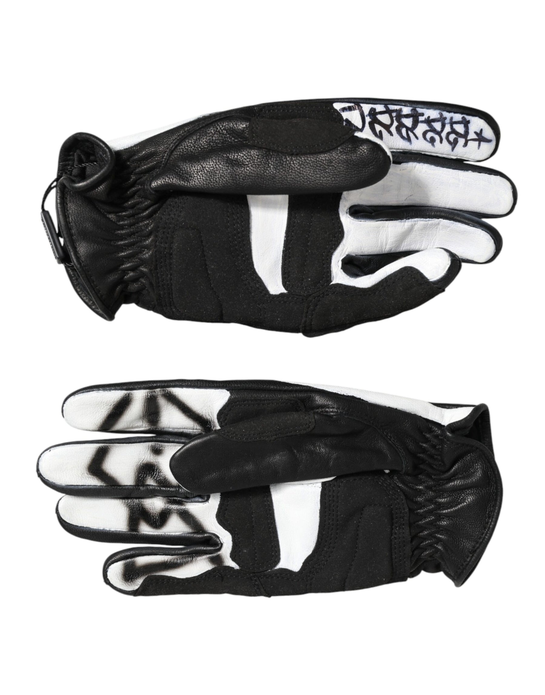 Dolce & Gabbana Gloves Black White Crystal Wrist Length Mitten  Gloves | Regal Royce