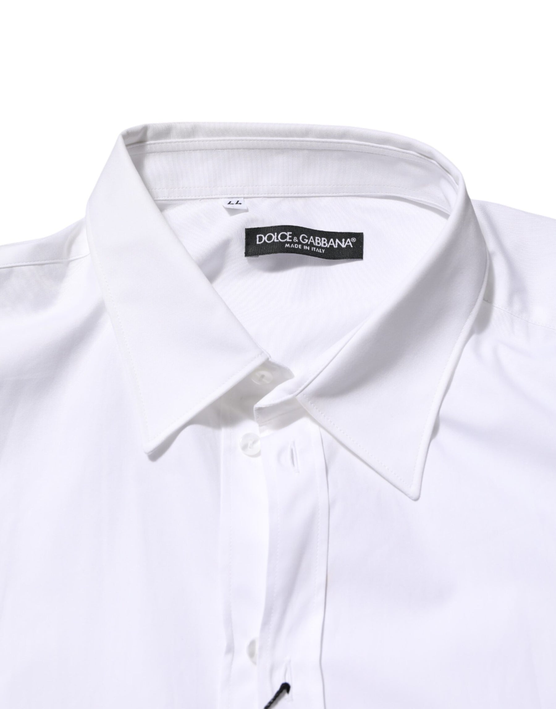 Dolce & Gabbana White Cotton Collared Long Sleeve Men Dress Shirt | Regal Royce